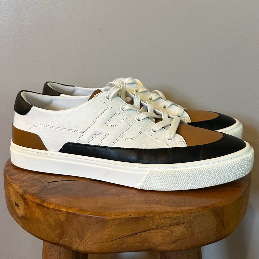 Hermès Deep Sneaker - White, Black, and Brown - Men's EU 42